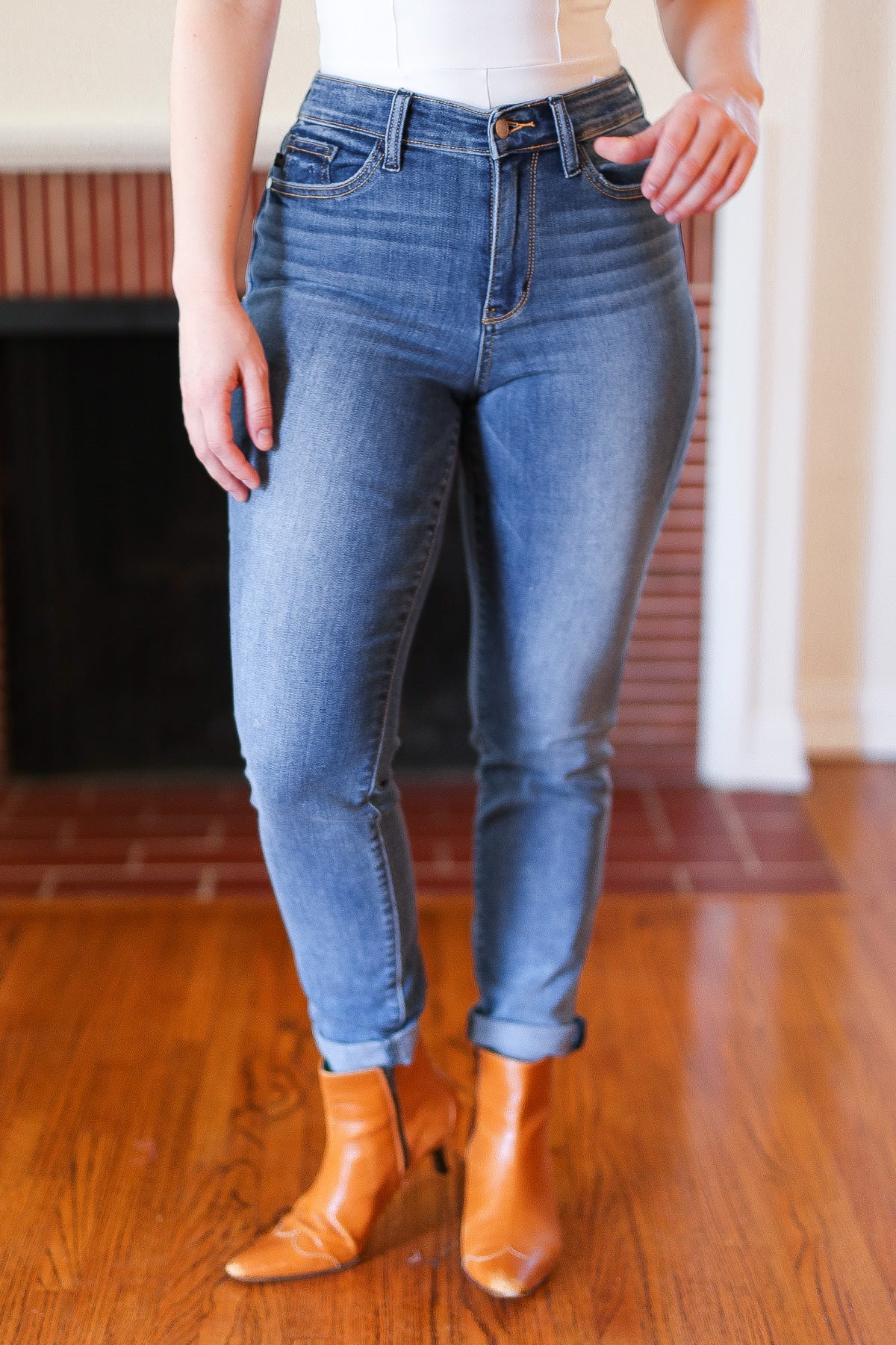 Haven Mid-Rise Slim Fit Cuffed Jeans | Judy Blue