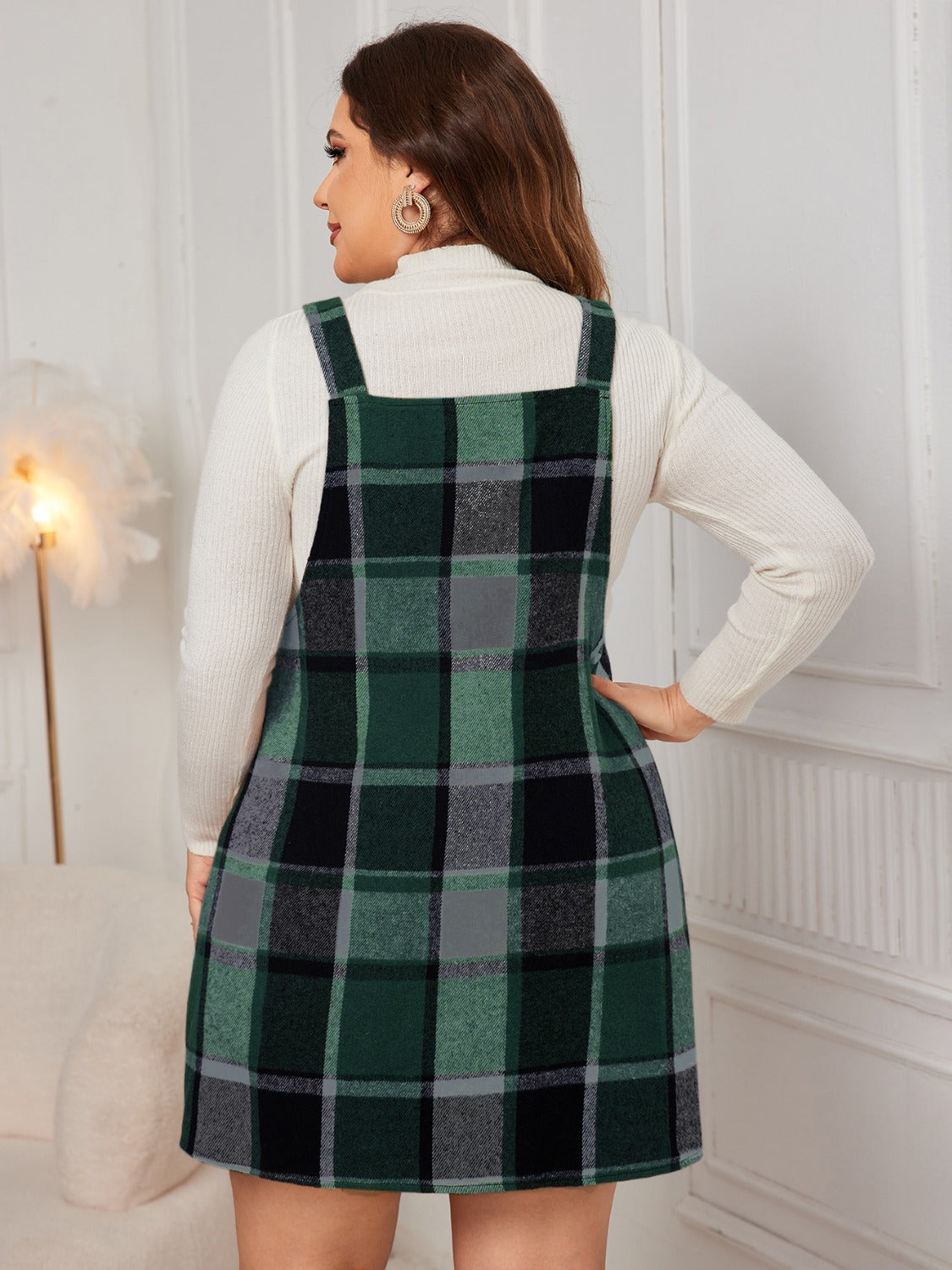 Elsie Plaid Overall Dress | Curvy