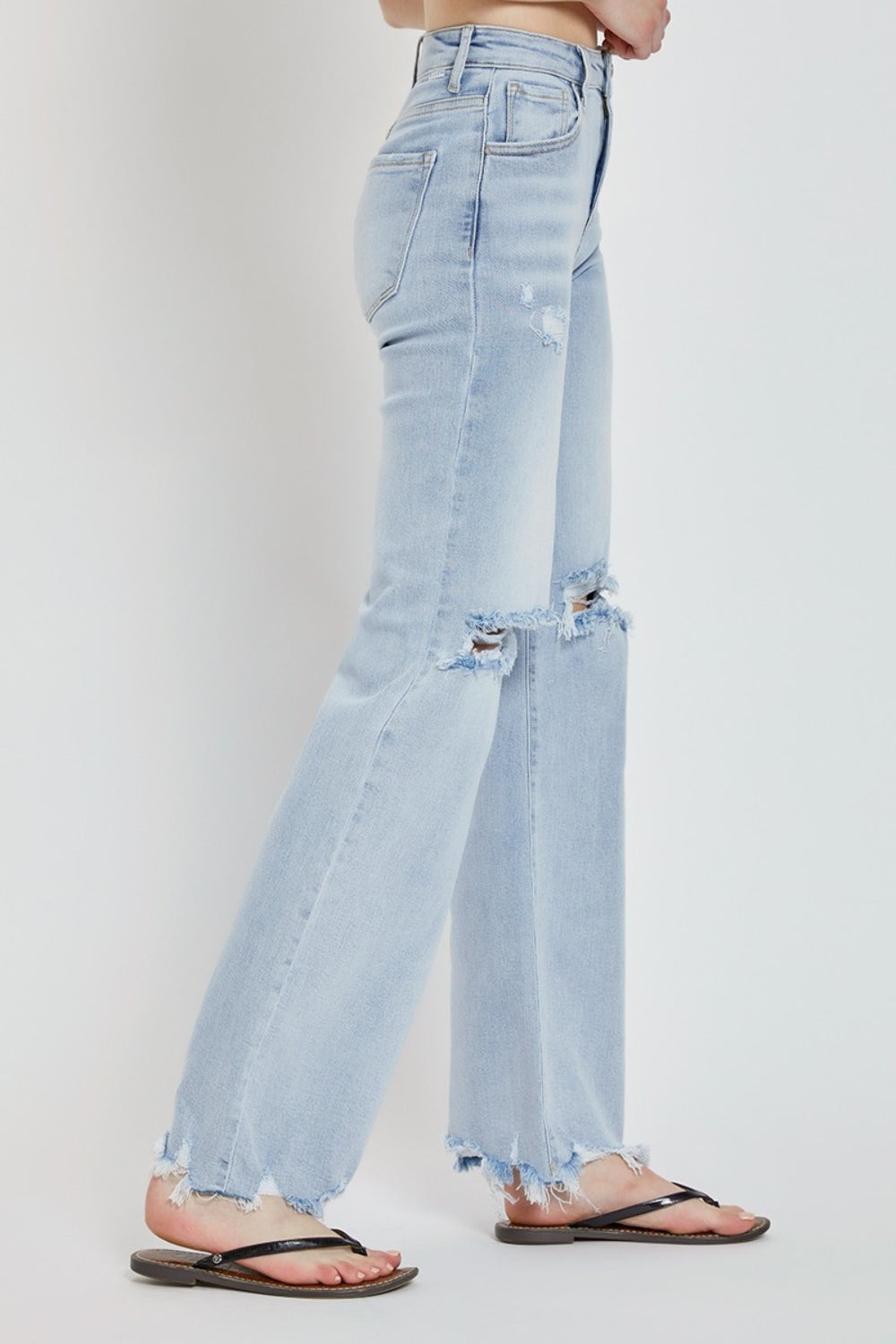 Bailey High-Rise Distressed Wide Leg Jeans | Risen