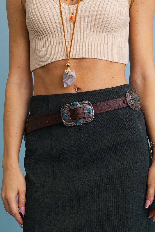 Boho Turquoise Concho Belt – Bella Lia Boutique display picture 1