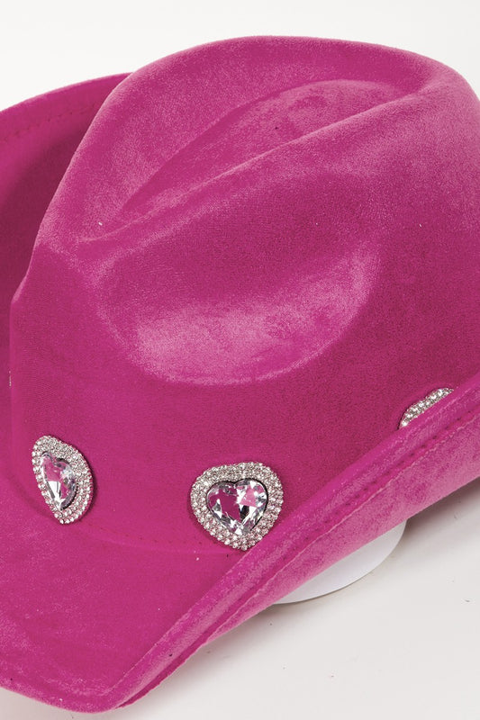 Rhinestone Pave Heart Cowboy Hat | Multiple Colors