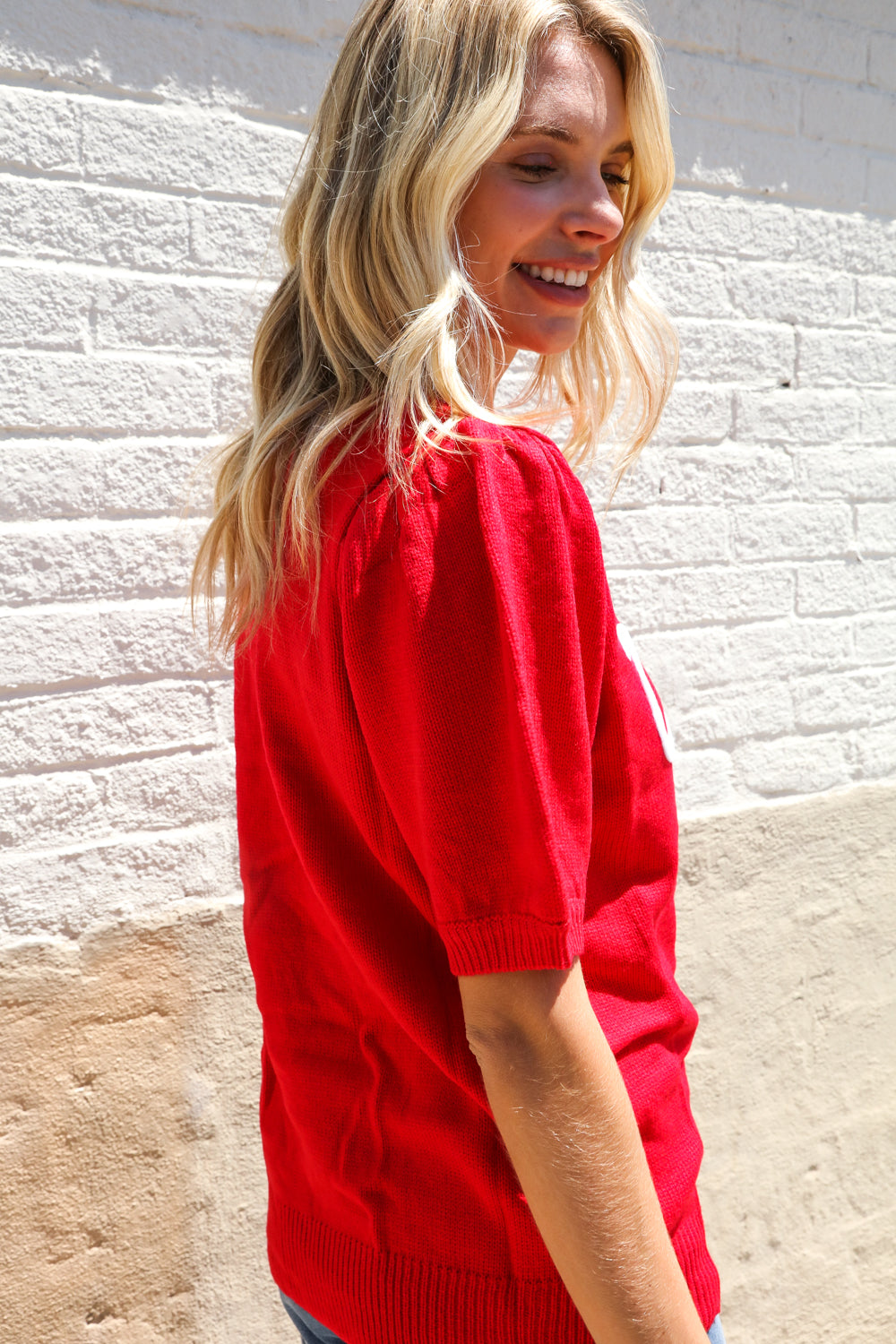 Patriotic USA Embroidered Sweater Top