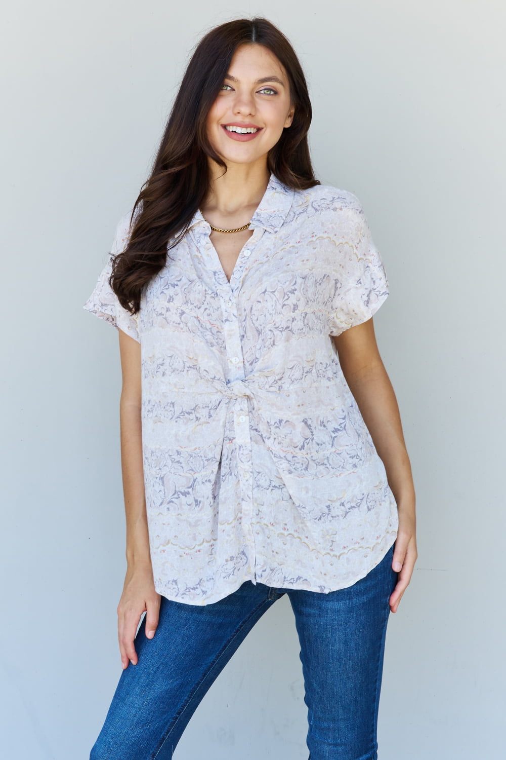 Floral Paisley Twist Tunic Top