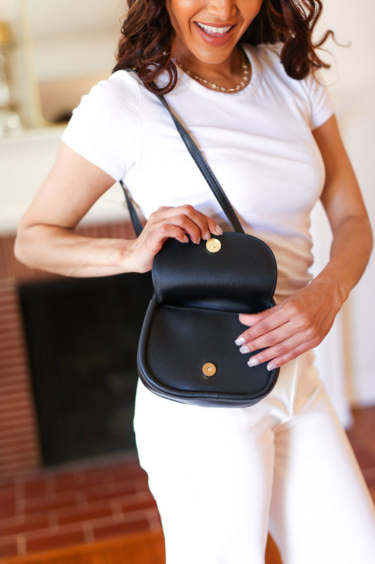 Magnetic Snap Closure Structured Crossbody Bag