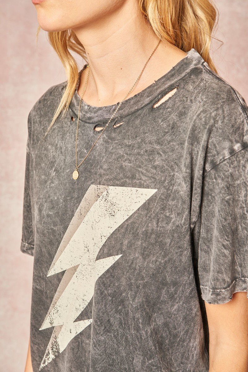 Mineral Washed Distressed Graphic Tee