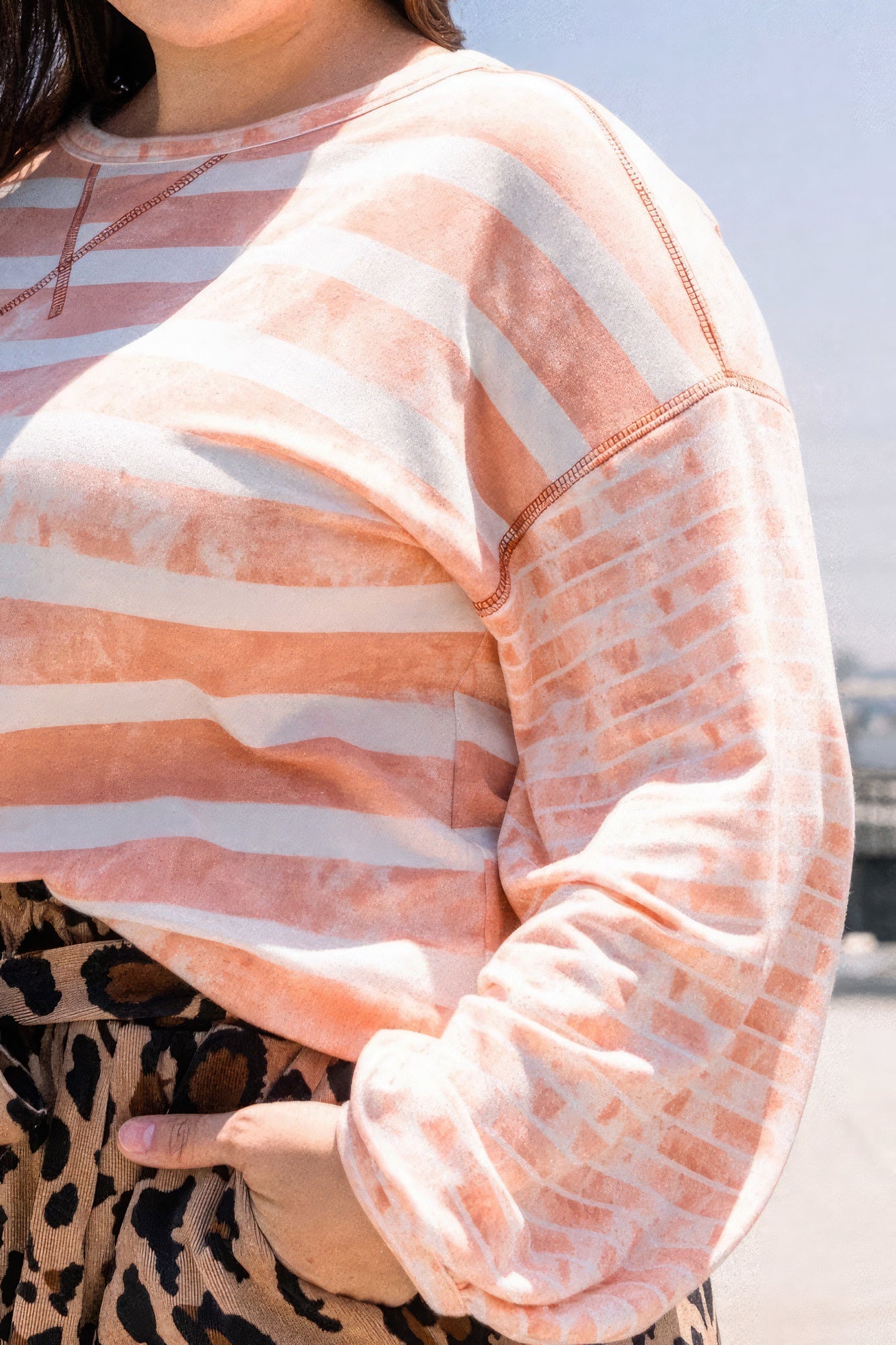 Alina Striped French Terry Top | Curvy