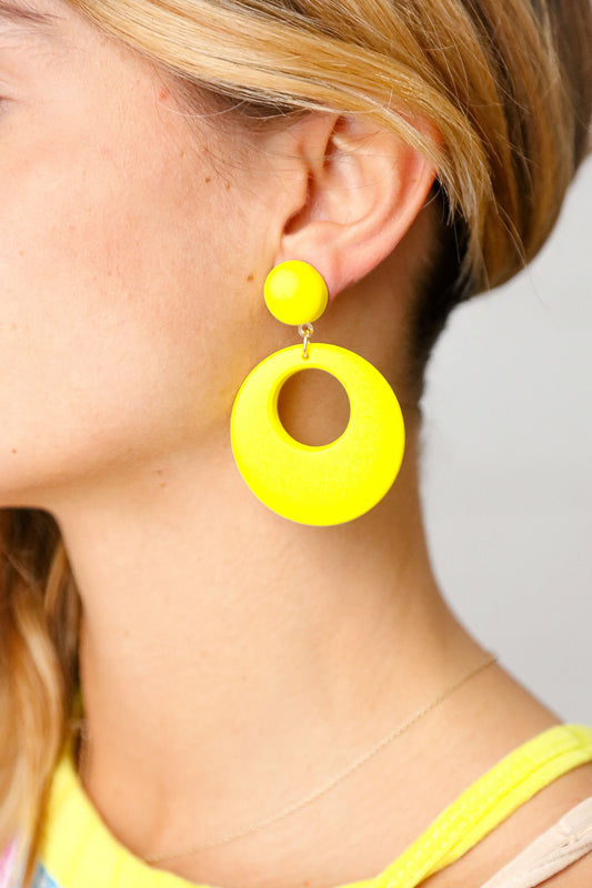 Lemon Retro Dangle Earrings