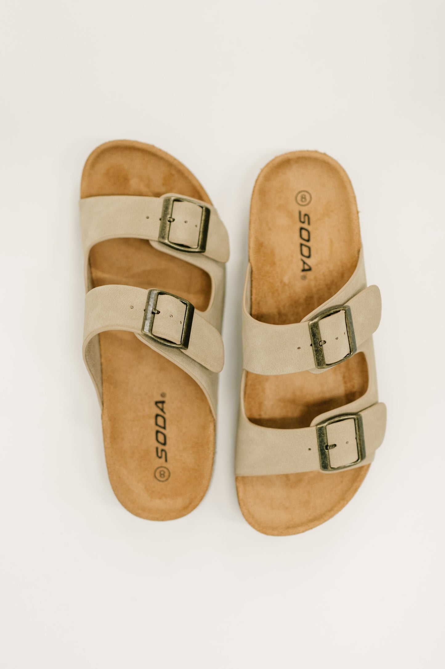Jete Buckle Slides | Light Taupe