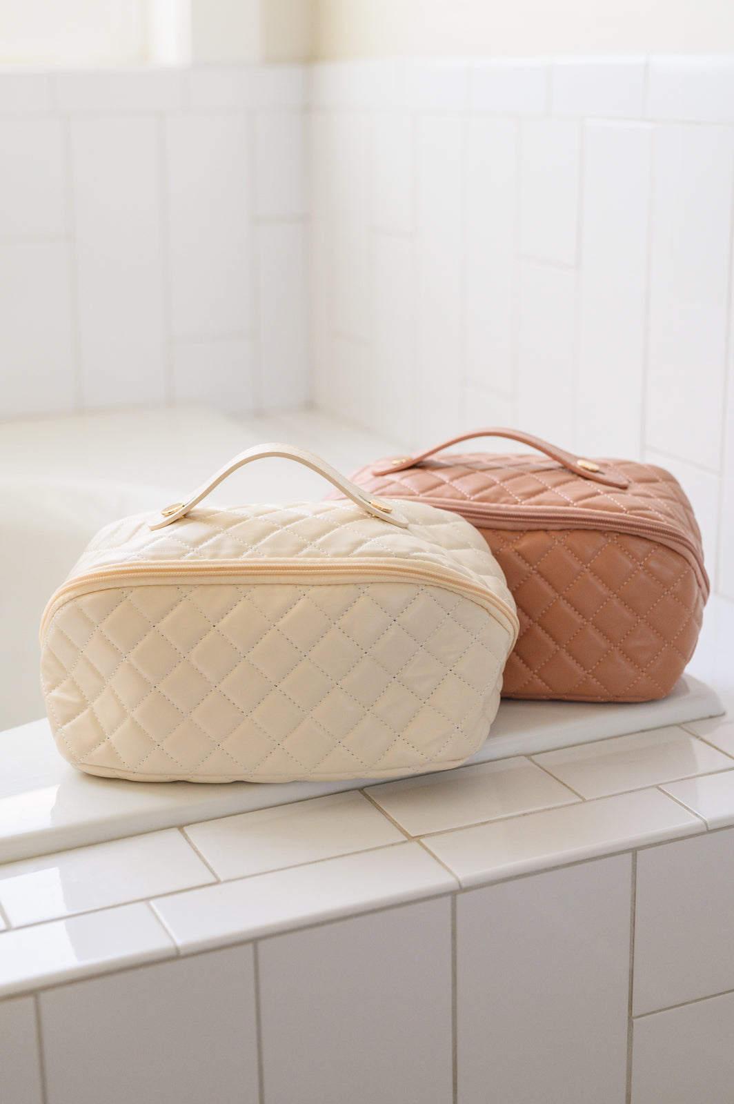 Quilted Makeup Bag | Cream