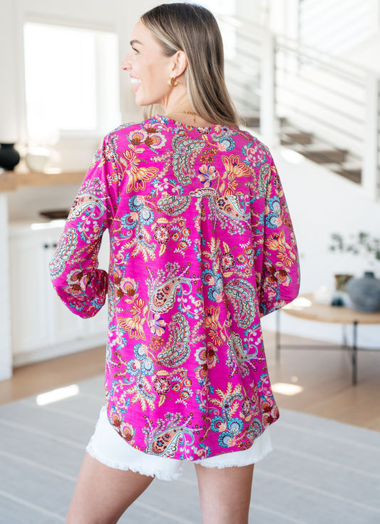 Lizzy Top | Magenta Floral Paisley
