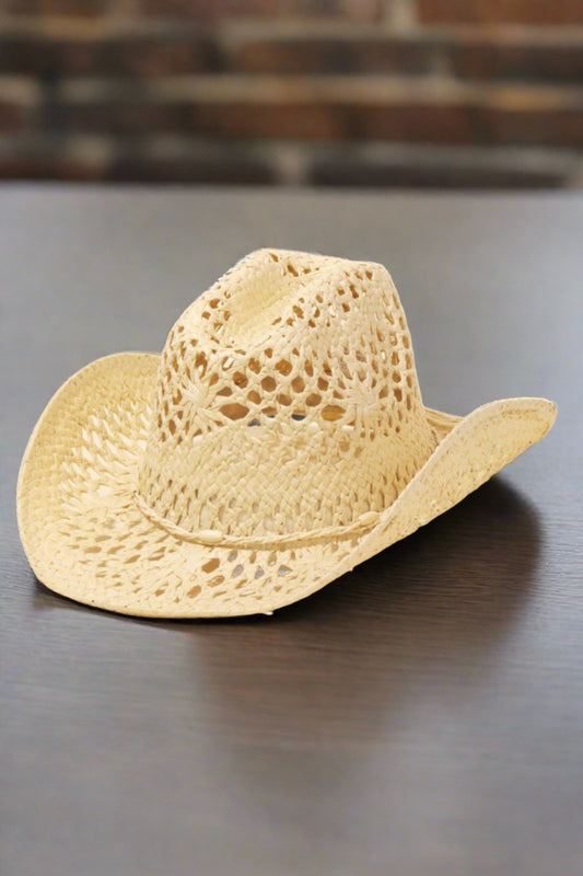Straw Weave Ribbon Cowboy Hat
