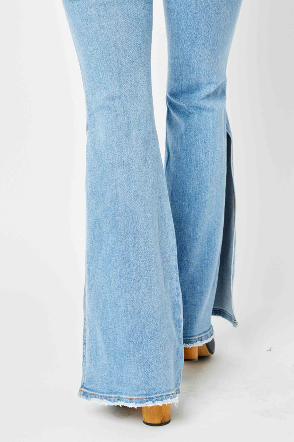 Sara Mid-Rise Raw Hem Slit Flare Jeans | Judy Blue