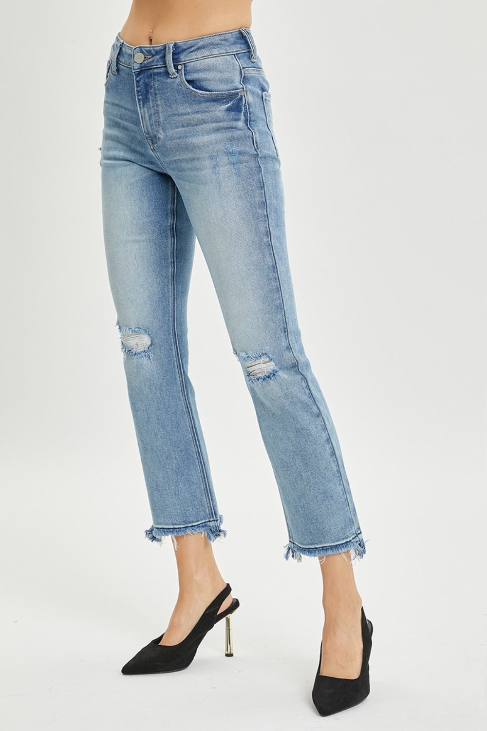 Lilian High-Rise Distressed Cropped Straight Jeans | Risen