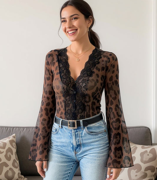 Philippa Leopard Lace Bodysuit