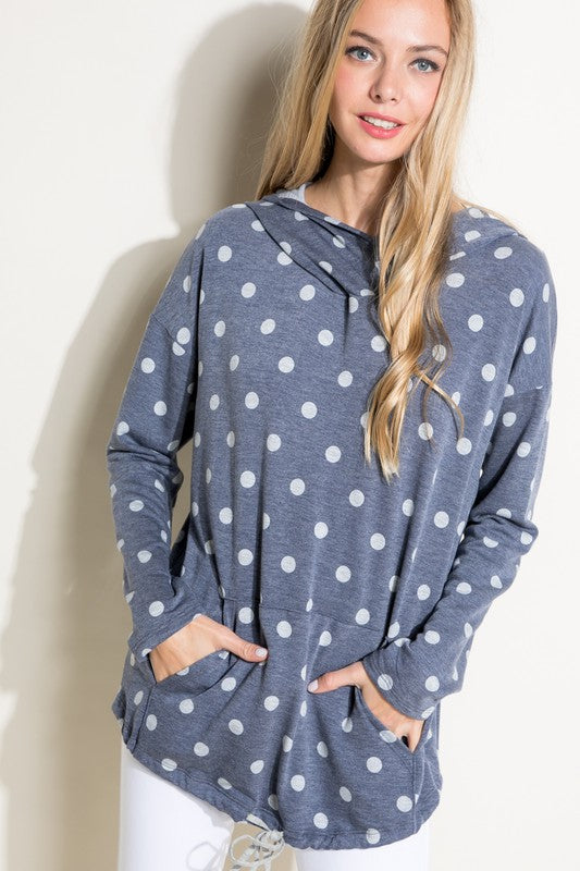 Polka Dot Days French Terry Hoodie - Bella Lia Boutique