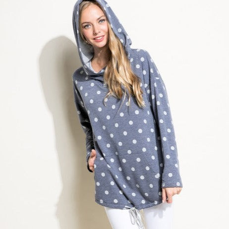 Polka Dot Days French Terry Hoodie - Bella Lia Boutique