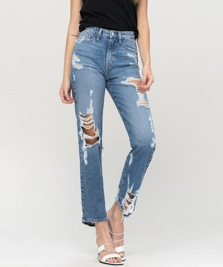 Goodbye Super High Rise Distressed Jeans | Flying Monkey