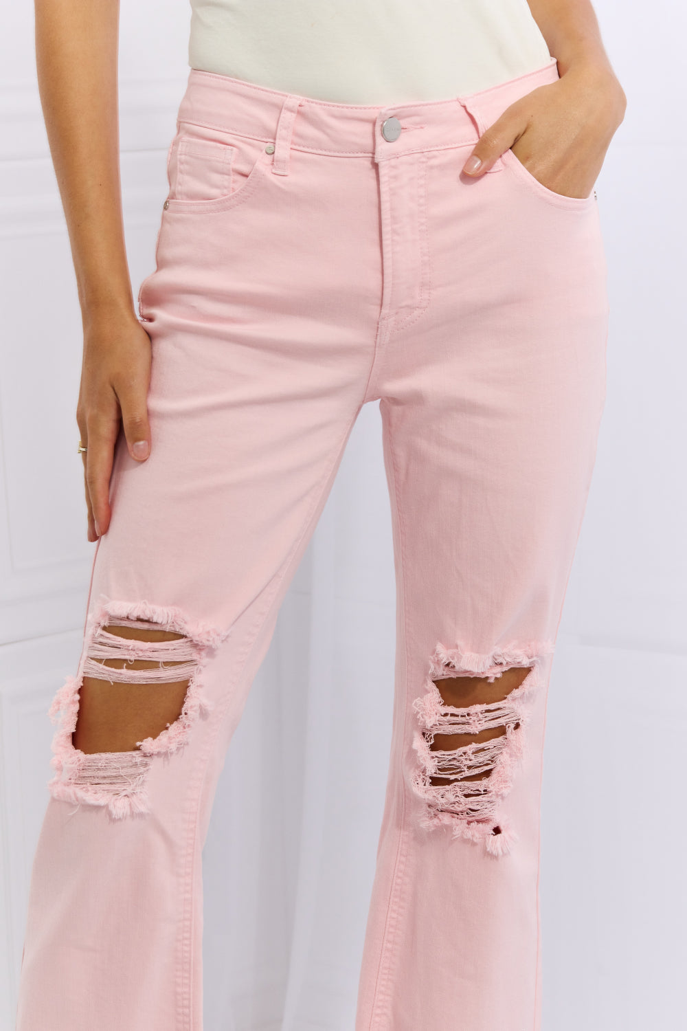 Miley Distressed Ankle Flare Jeans | Risen