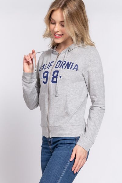 California Zip-Up Drawstring Hoodie