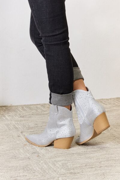 Rhinestone Ankle Cowboy Booties | Clear