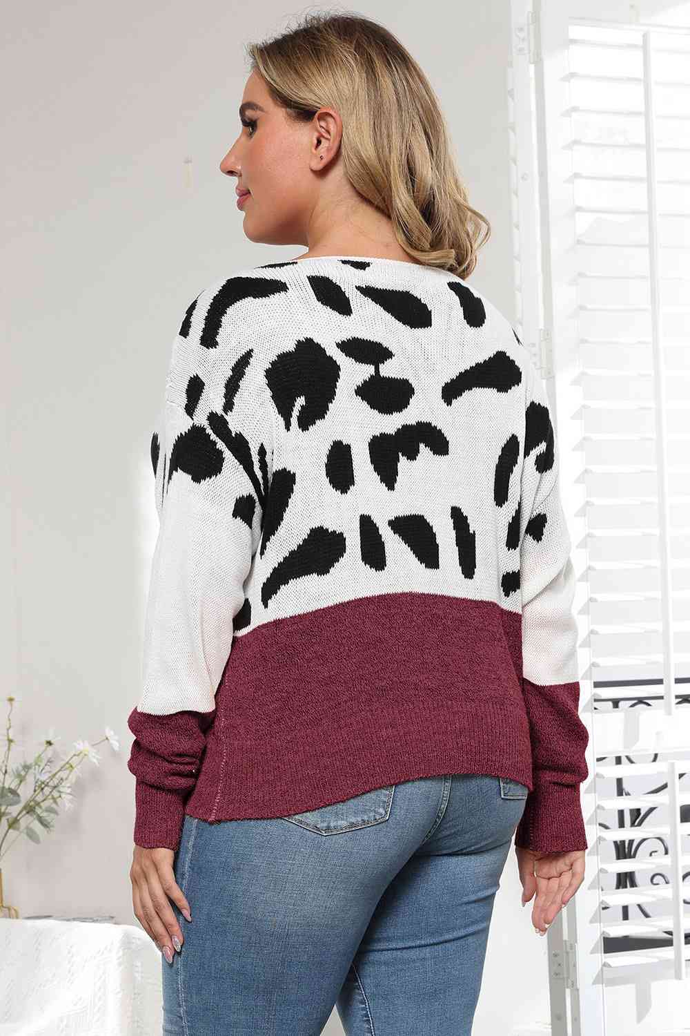 Leopard Split Sweater | Curvy