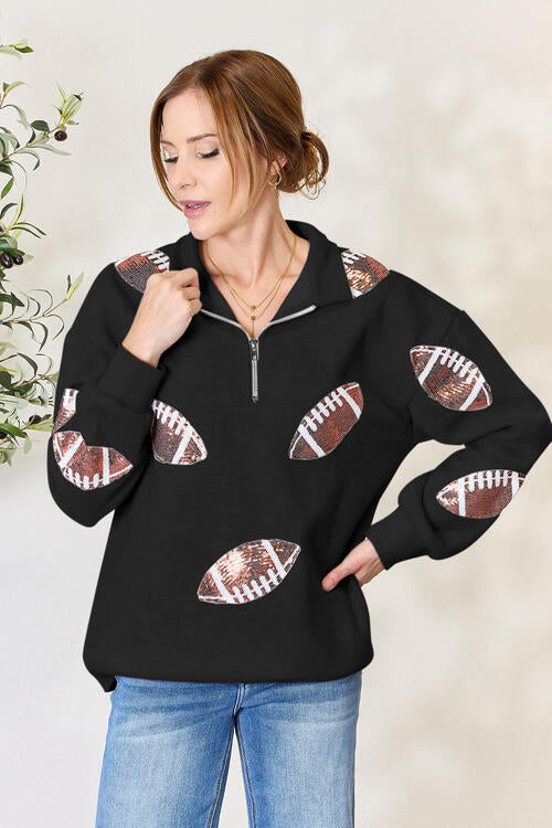 Sequin Football Half-Zip Sweatshirt