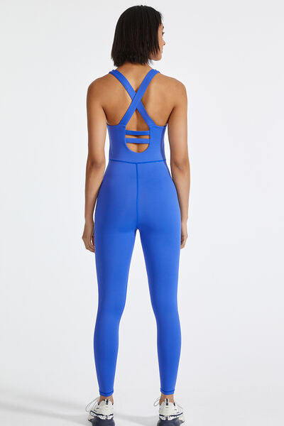 Crisscross Wide Strap Active Jumpsuit