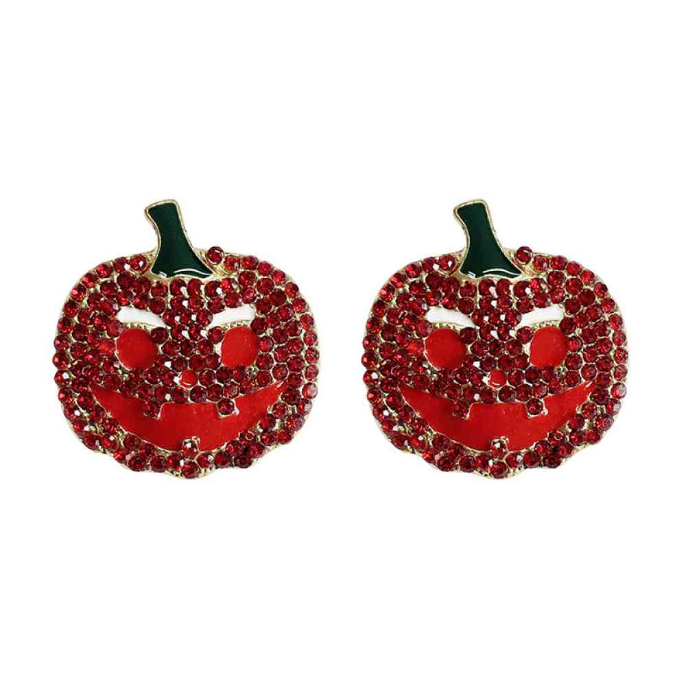 Angry Pumpkin Rhinestone Earrings