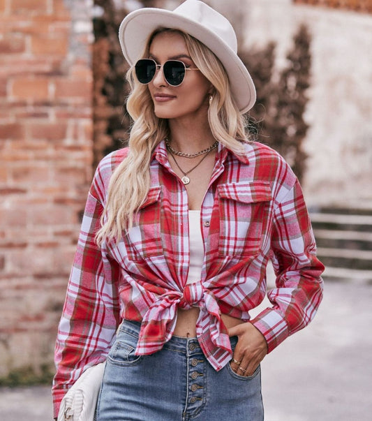 All Tied Up Plaid Longline Shirt | Multiple Colors