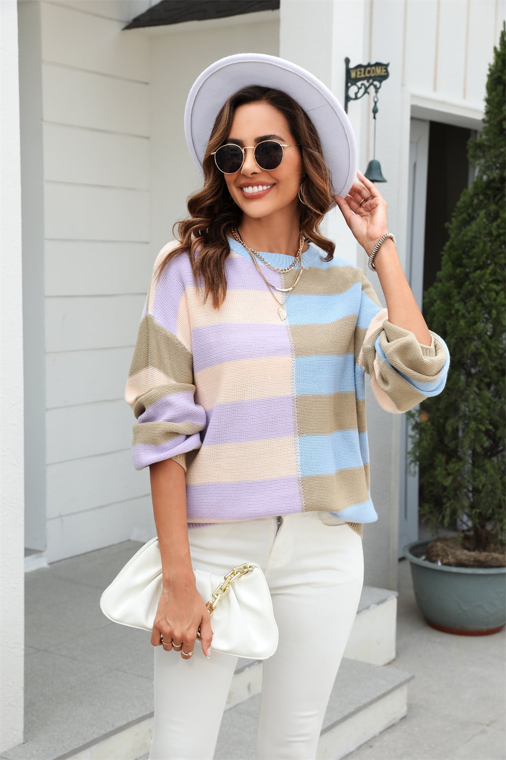 Color Block Pullover Sweater