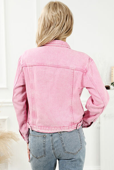 Blush Pink Pocketed Denim Jacket