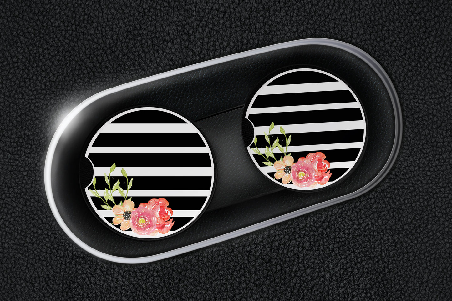 Striped Floral Car Coasters - Bella Lia Boutique
