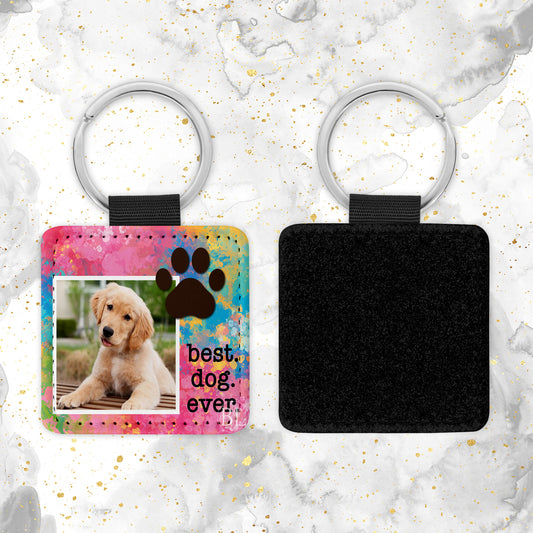 Personalized Best Dog Ever Leather Keychain - Bella Lia Boutique
