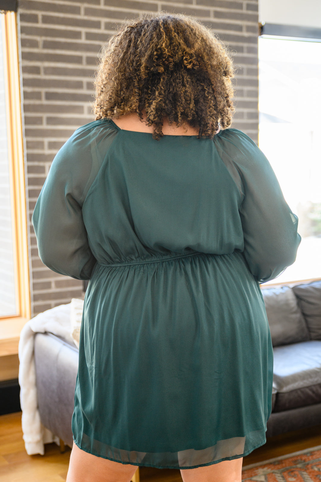 Front & Center Balloon Sleeve Dress | Green - Bella Lia Boutique