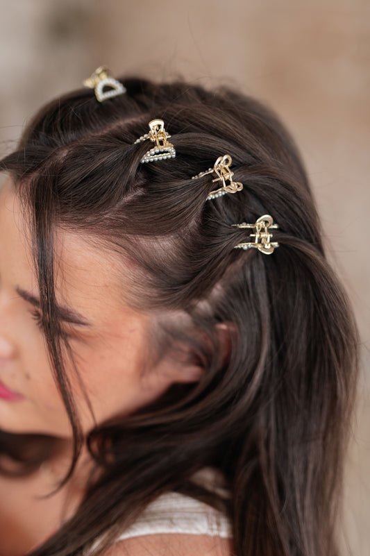 Gold & Pearl Mini Hair Clips | Set of Three
