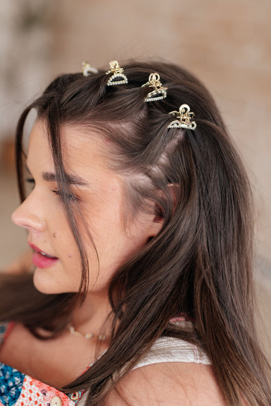 Gold & Pearl Mini Hair Clips | Set of Three