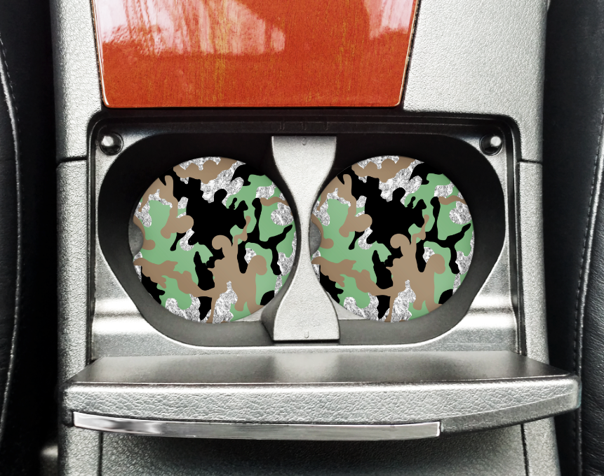 Green and Black Camouflage Car Coasters - Bella Lia Boutique