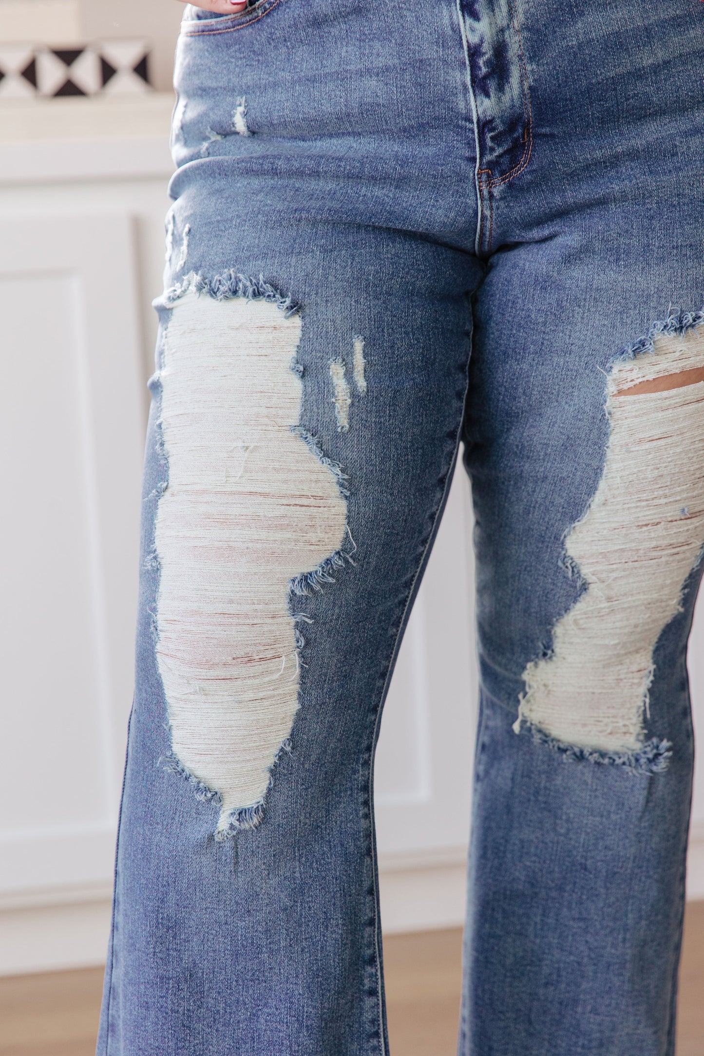 Kiana High-Rise Heavy Destroy Flare Jeans | Judy Blue
