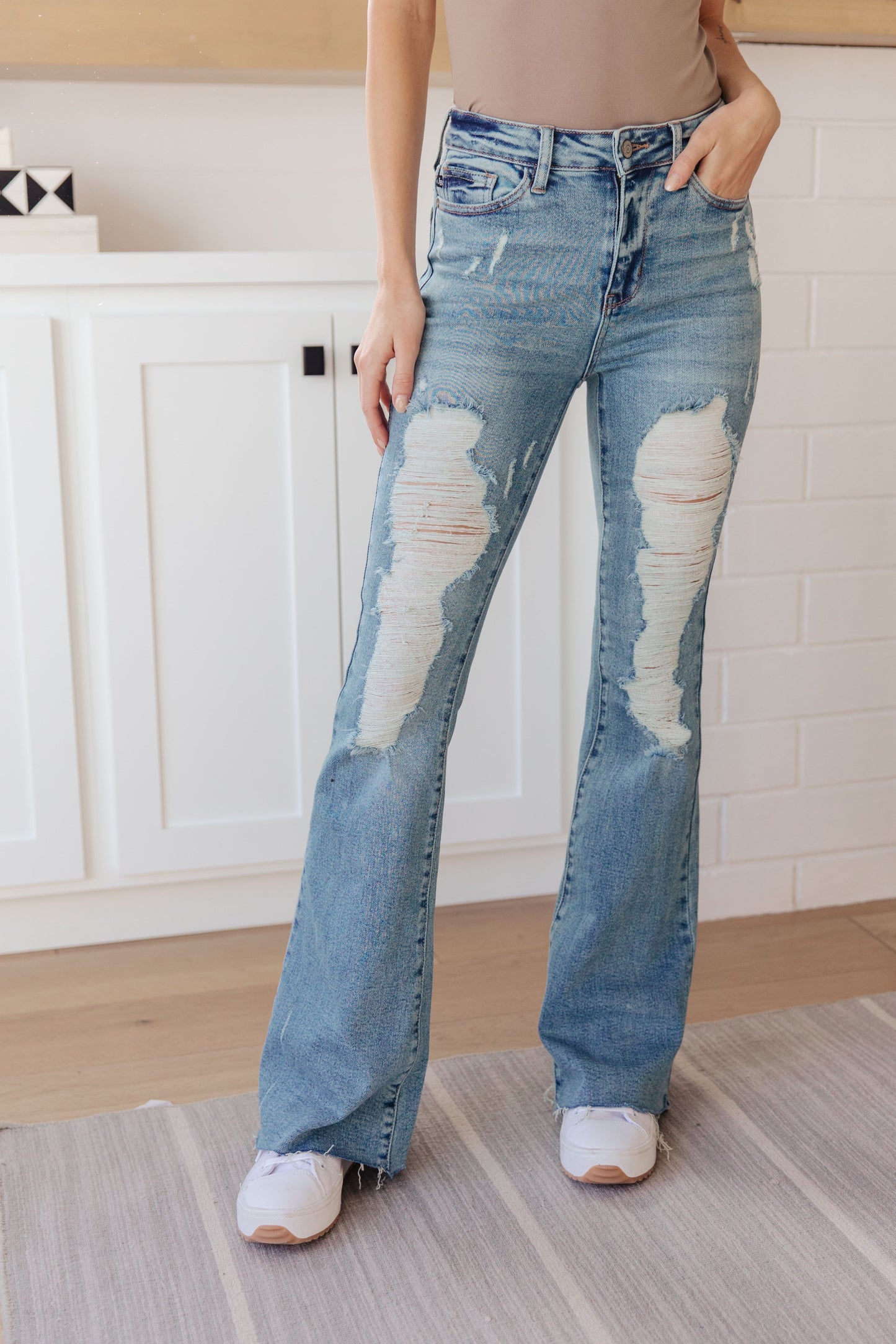 Kiana High-Rise Heavy Destroy Flare Jeans | Judy Blue