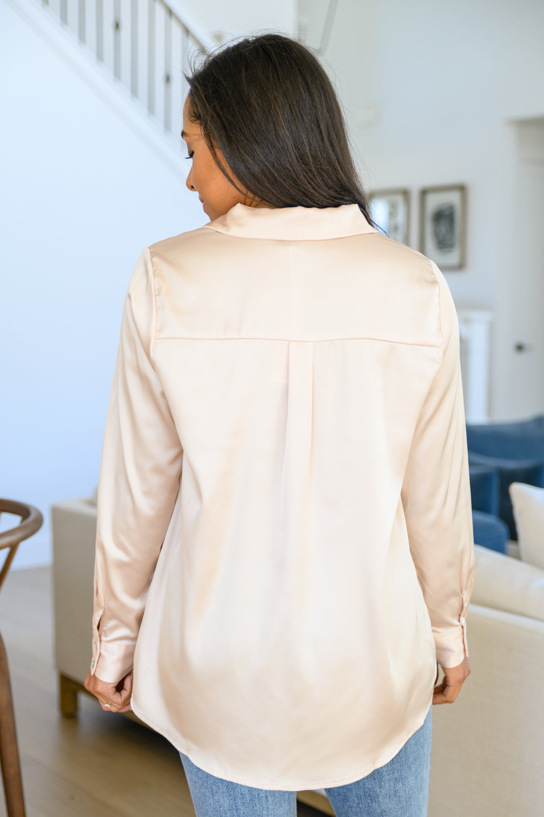 Loved For Years Satin Blouse | Beige - Bella Lia Boutique