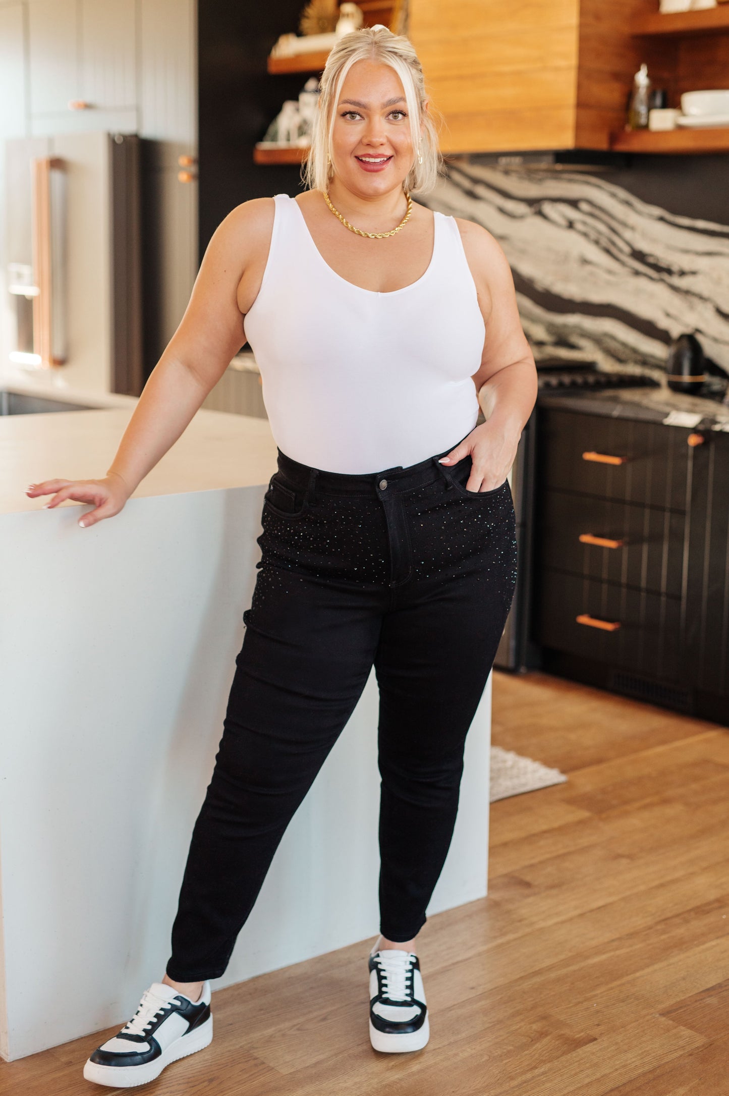 Reese Rhinestone Slim Fit Jeans | Judy Blue