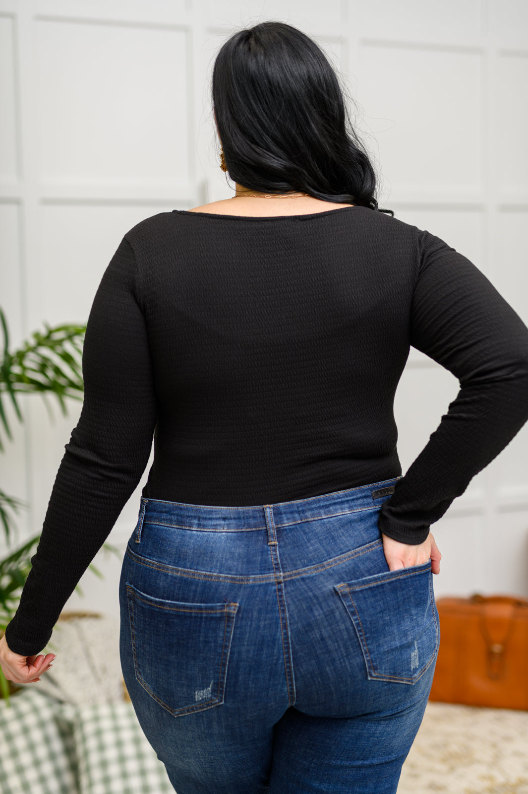 Trisha Textured Bodysuit | Black - Bella Lia Boutique