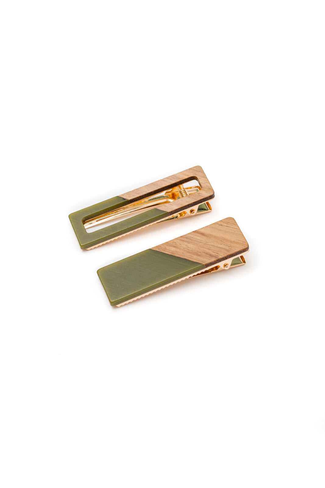 Two Tone Hair Clip Set | Green