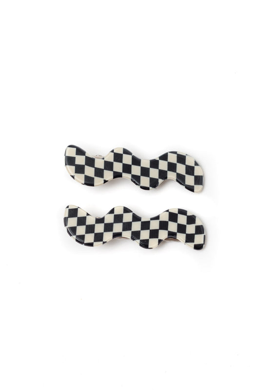 Wavy Clip Set | Checkered Black