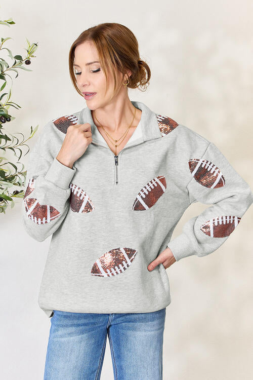 Sequin Football Half-Zip Sweatshirt