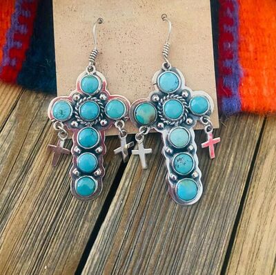 Turquoise Cross Earrings