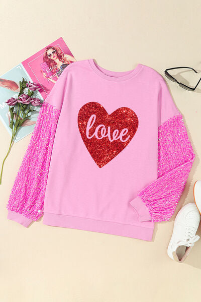 Love Heart Sequin Sweatshirt