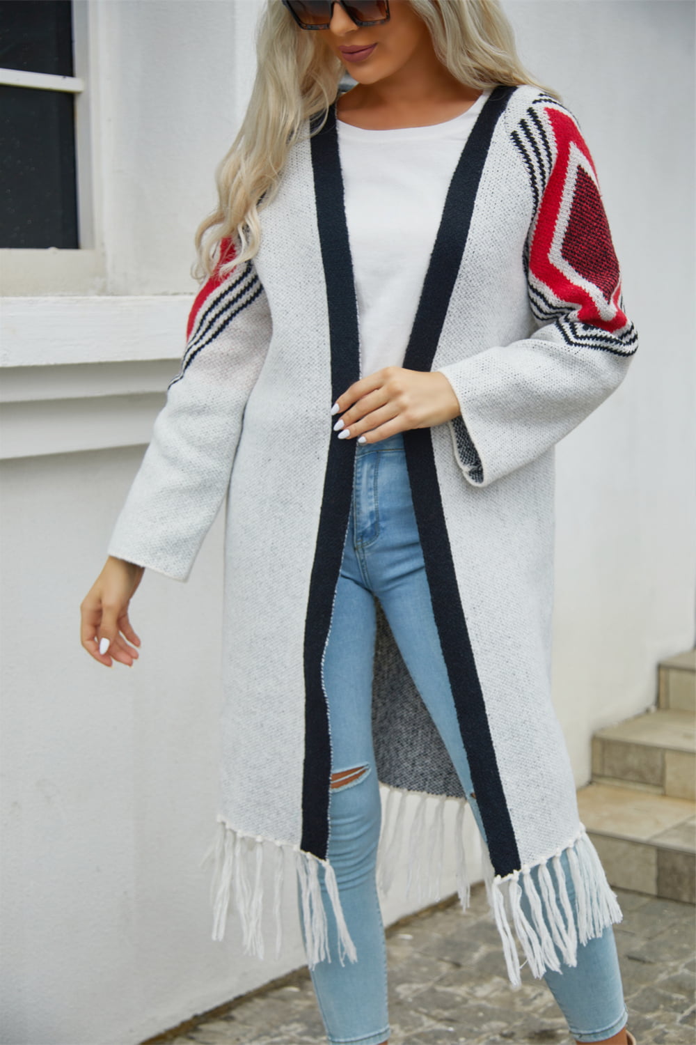 Geometric Fringe Duster Cardigan | Multiple Colors