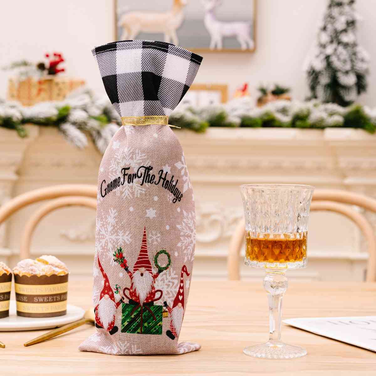 Christmas Plaid Wine Bottle Covers | 2 Pieces