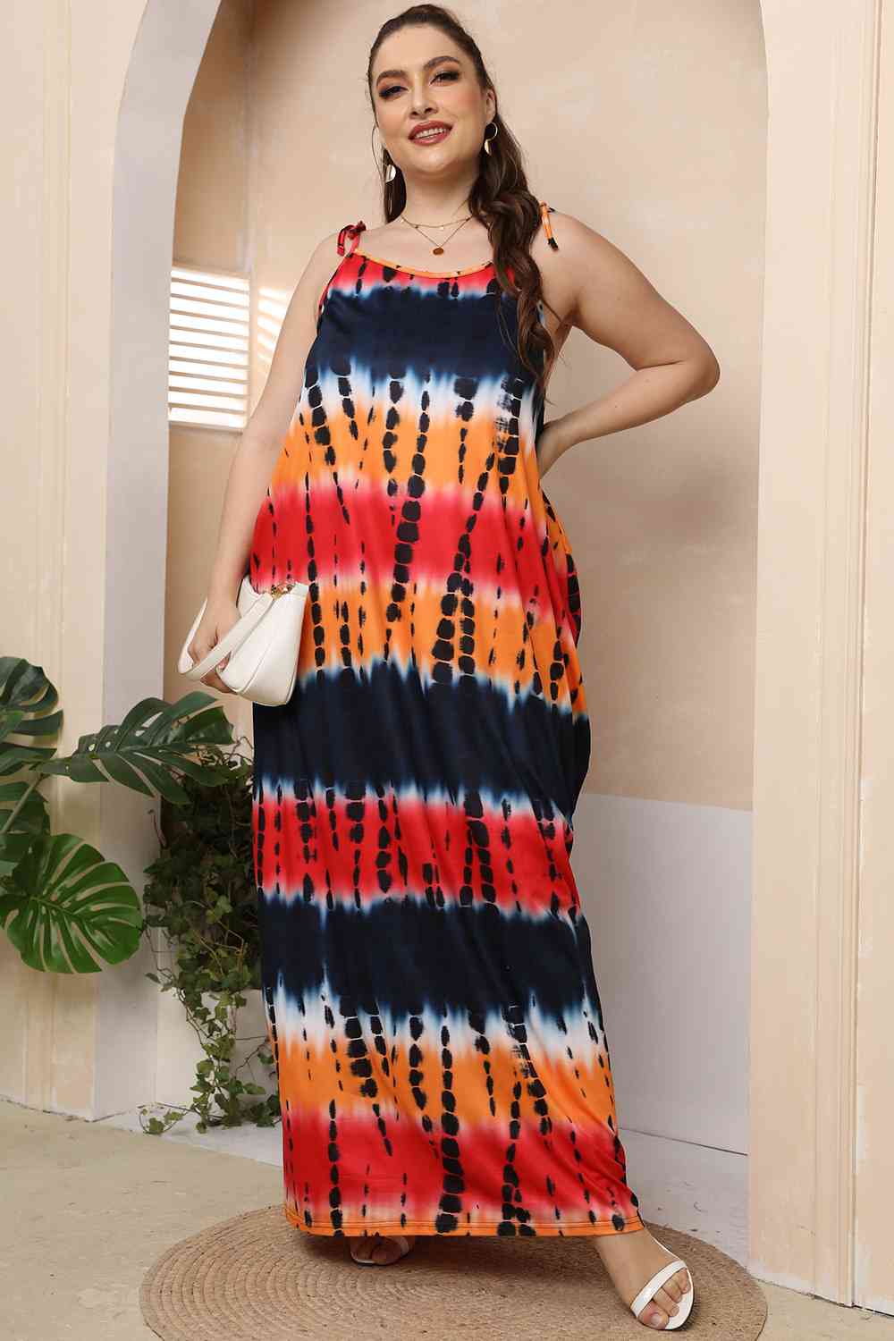 Colors on Colors Tie-Shoulder Maxi Dress | Curvy